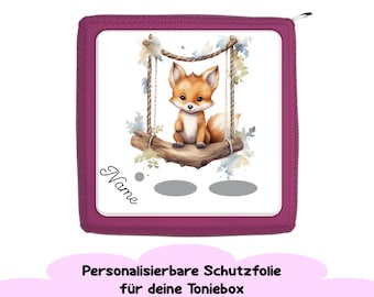 Protective film for Toniebox &quot;Fox on the swing&quot; can be personalized with name | Fox sticker for Toniebox | Toniebox accessories