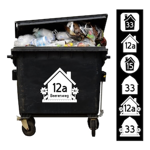 Mülltonne Aufkleber Sticker Mülltonnenaufkleber Müll Hausnummer Haus Nr  Start Nr