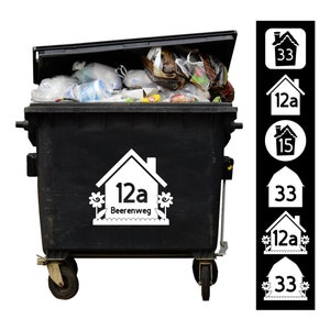 Individual garbage can sticker with house number & street name