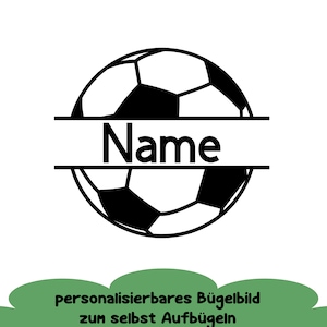 Immagine termoadesiva del calcio con nome da stirare | per tutti i tessuti, pelle, finta pelle, legno, ecc.
