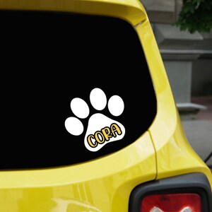 Sticker dog paw with name as car sticker | personalized dog sticker with name | dog paw sticker with name