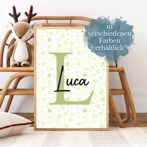 Poster con nome personalizzato come murale | Poster nascita nome bambini colorato digitale, A5, A4, A3 regalo battesimo con cornice