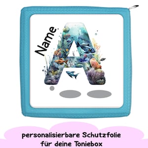 Protective film for Toniebox &quot;Sealife & Fishes&quot; with letter A | customizable with name | underwater world protective sticker fot toniebox