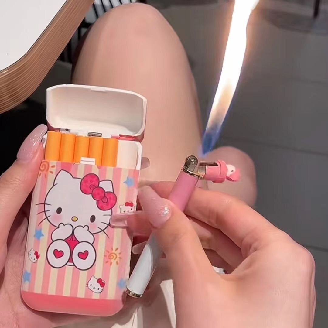 Hello Kitty Cigarette Case Lighter Set Kuromi Lighter Set Etsy