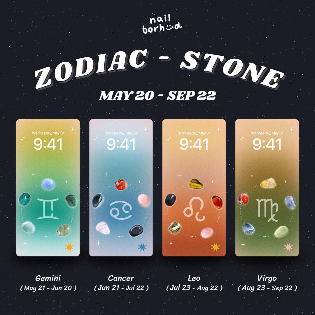 Zodiac Stone Wallpapers Gemini Cancer Leo and Virgo Etsy