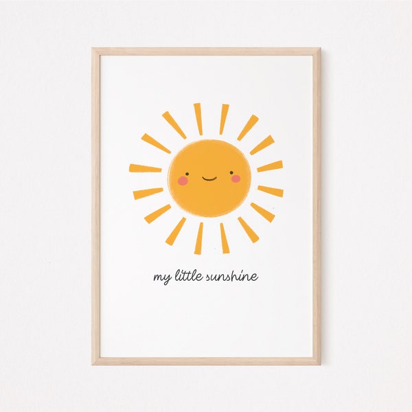 Happy my little sunshine printable wall art, sweet smiling children poster, joyful digital print