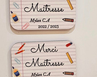 Magnet Merci Maîtresse, personnalisé vendu a l'unité