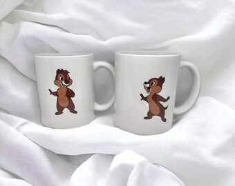 Mugs Tic et Tac (prénom possible), tasse en céramique, contenance 330 ml, passe au lave vaisselle et au micro-onde