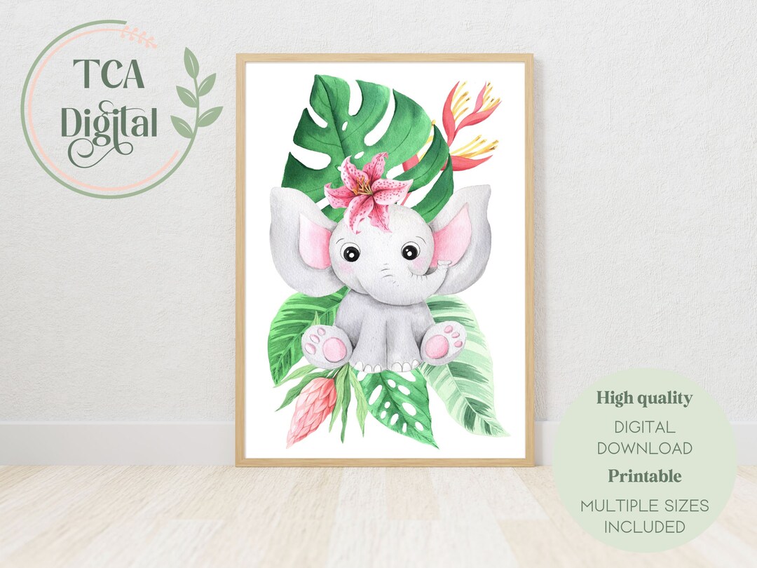 Elephant Wall Art Print Digital Download Printable Wall Art - Etsy