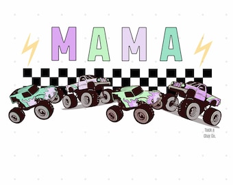 Image numérique (fichier PNG) Mama Monster Truck Mama PNG Monster Truck Png, Monster Jam Truck png Mama violet vert pastels