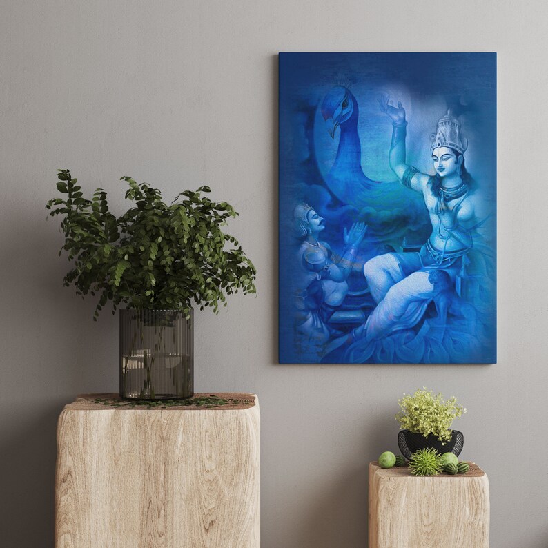 Krishna Explain Arjun in Mahabharat War, Digital Wall Decor, Oil