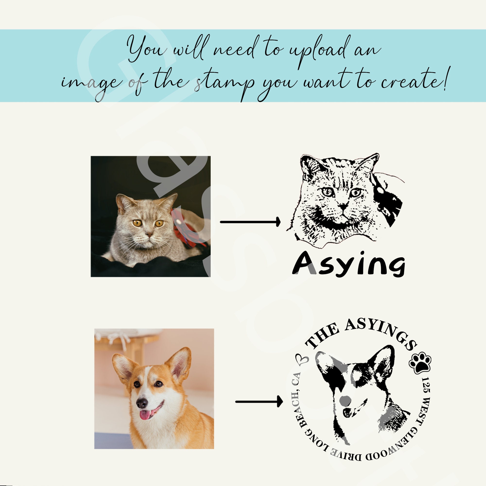 Custom Pet Portrait Stamp - Personalize Your Pet's Ink Mark with a Unique Design!
