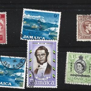 11 Jamaica Stamps. Vintage Jamaican Stamp Collection (1940s onwards). Caribbean