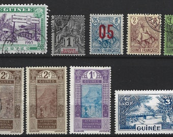 18 sellos de Guinea. Colección de sellos guineanos (décadas de 1890-1860). África. África.