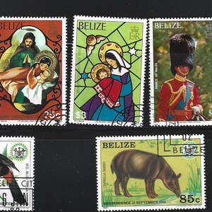 7 1980s Belize Stamps. Vintage Belizan Stamp. North American stamps.