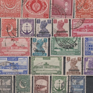 33 Older Pakistan Stamp Collection. Assortment of Rare Stamps (1940s-50s). Vintage Pakistani Stamps