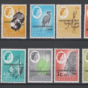 10x 1968 Swaziland Independence Stamps. Overprints. British Commonwealth Stamp Collection. Gift. Eswatini