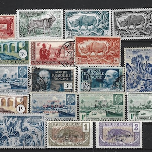 31 French Equatorial Africa Stamps. African Stamp Collection (c. 1920s-50s). Chad France.