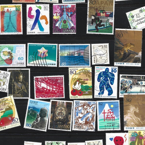 100+ Japan Stamp Collection. Assortment of Commemorative & Prefecture Stamps (1960s-2000s). Vintage Japanese