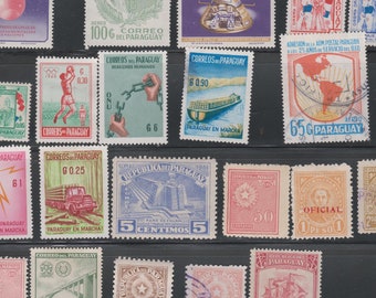 パラグアイ切手34枚（1960年代～1970年代頃）。パラグアイの