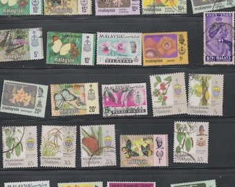 70x Malaysian States Stamps. Vintage Malaysian Stamp Collection (1940s-1980s). Asian Stamps. Gift