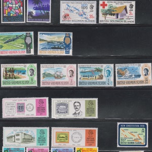 33x Coleção de selos das Ilhas Salomão dos anos 1960-70. Variedade de selos antigos. Oceania. Comunidade Britânica. Presente