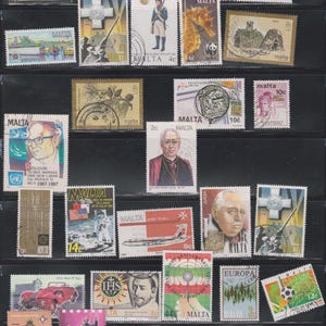 46 Malta Stamps. Maltese Stamp Collection (c. 1980s/90s). European stamps. Gift