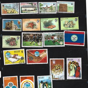 24 1980s Belize Stamps. Vintage Belizan Stamp. North American stamps. Thematics, religion, floral.