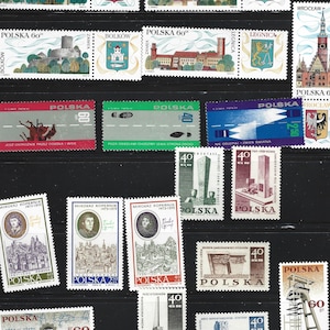 18 Poland Architecture & Urban Stamps. Polish Stamp Collection (1960s/70s). Europe Stamps. Thematic