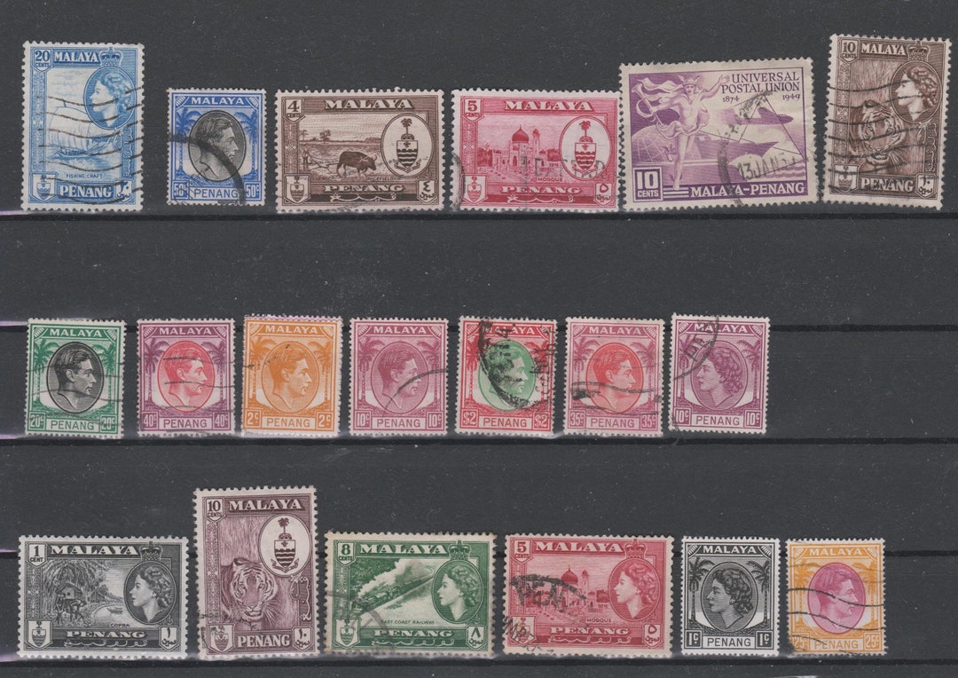 19x Penang State Stamps. British Malaya. Vintage Malayan, Malaysian ...