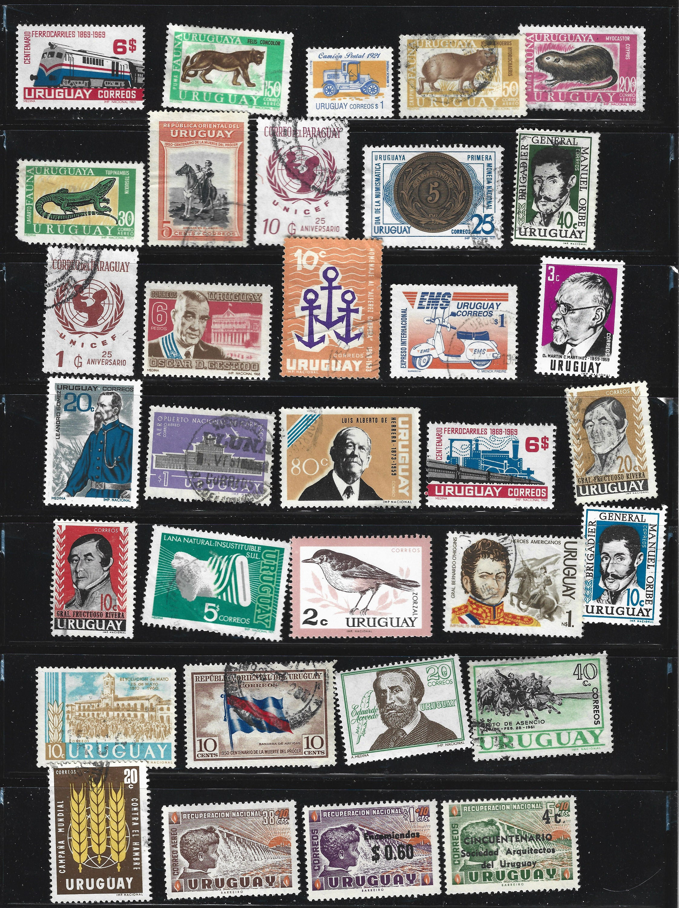 90+ Uruguay Stamps (c. 1950s-80s). Vintage Uruguayan Stamp Collection. South American. Correos.