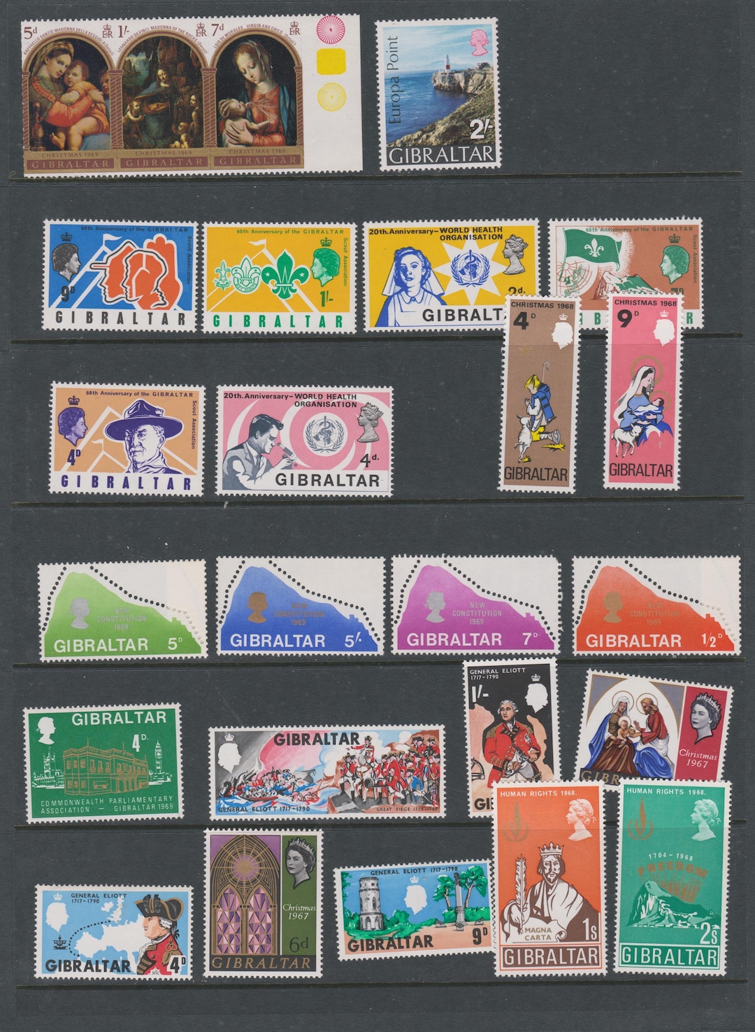 80-gibraltar-postage-stamps-from-the-1960s-70s-vintage-gibraltarian