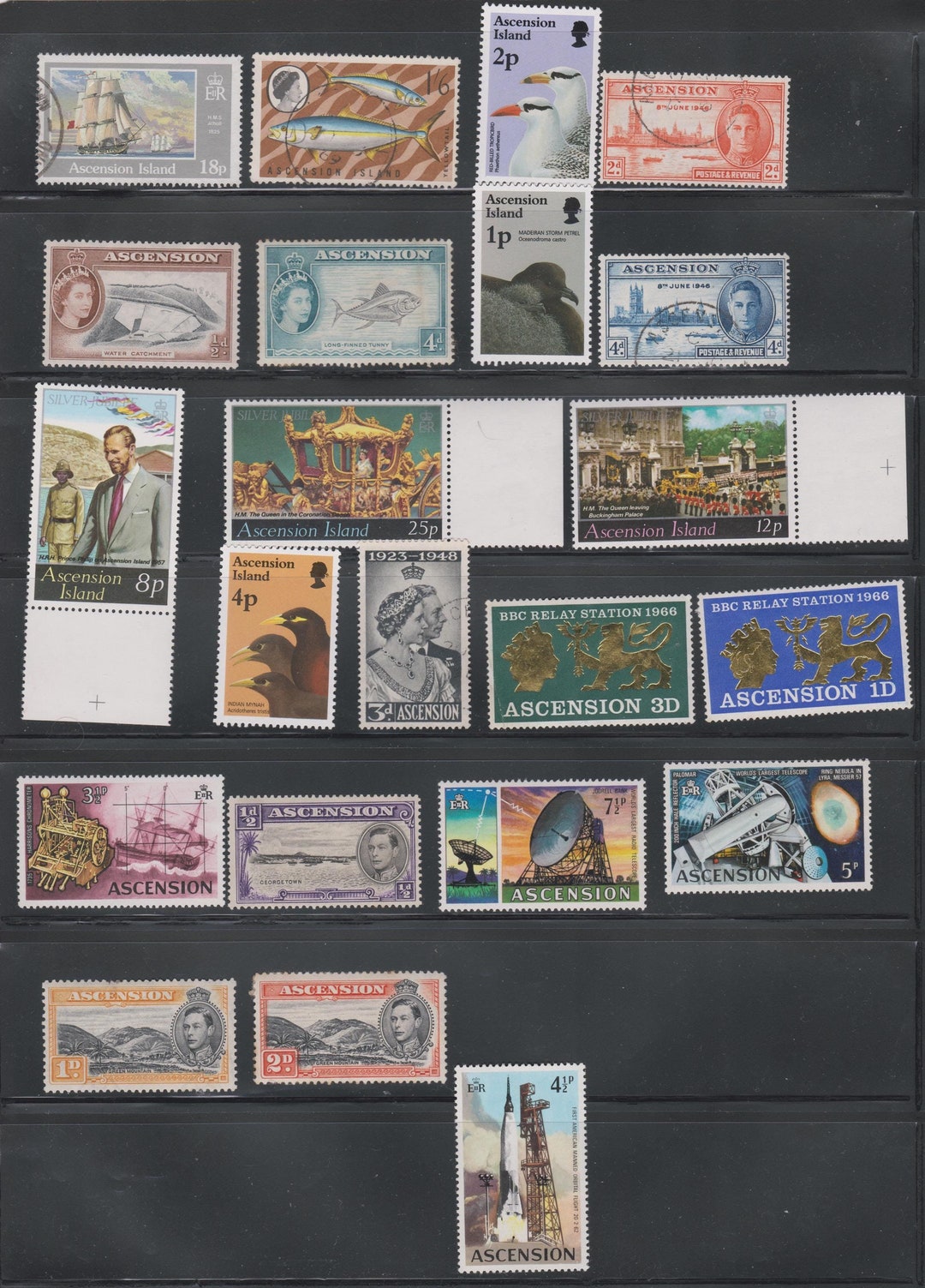 Ascension Island 1940s60s Postage Stamps X 22. Vintage British