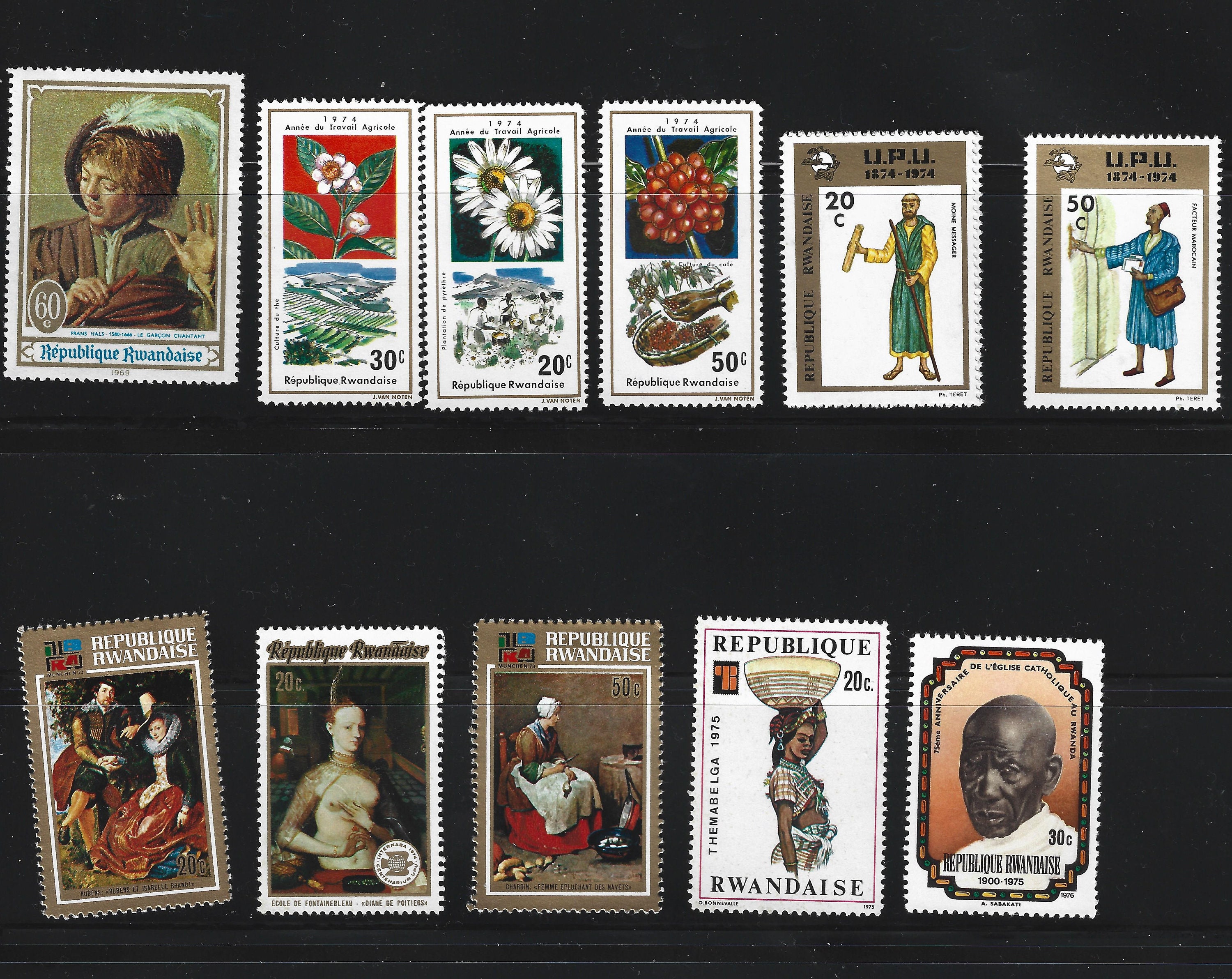 33 Rwanda Postage Stamp Collection. Assortment of Stamps (1960s-1980s ...