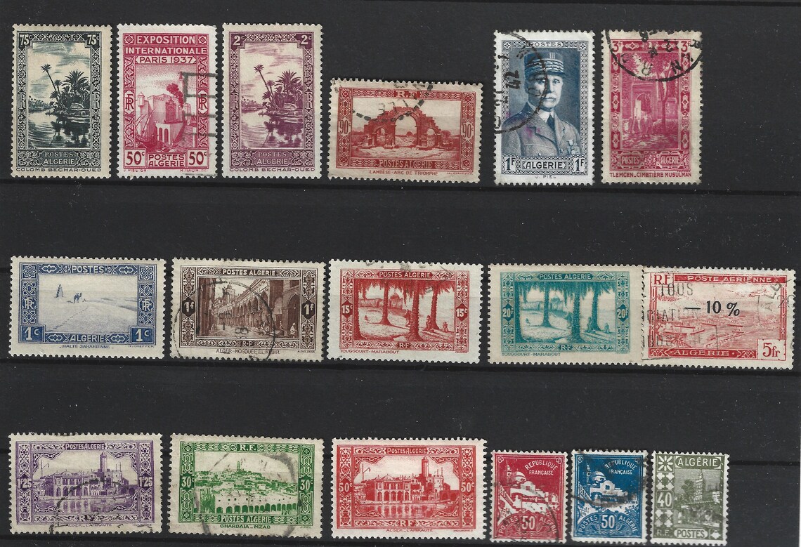 Algeria Postage Stamps From the 1920s-40s X 17. Vintage Algerian French ...