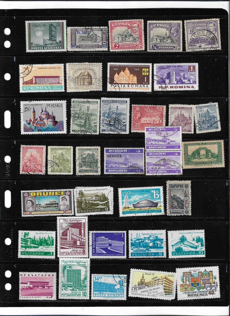 119 Worldwide Architecture Postage Stamps Including Many Older and