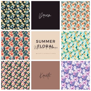 Hibiscus & Plumeria Floral Design Patterns &quot;SUMMER FLORAL&quot; by KapiliKreations