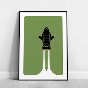Minimalistischer THUNDERBIRD 2 Art Print – Donnervogel Poster / Giclée Fine Art Print / gerahmt oder ungerahmt