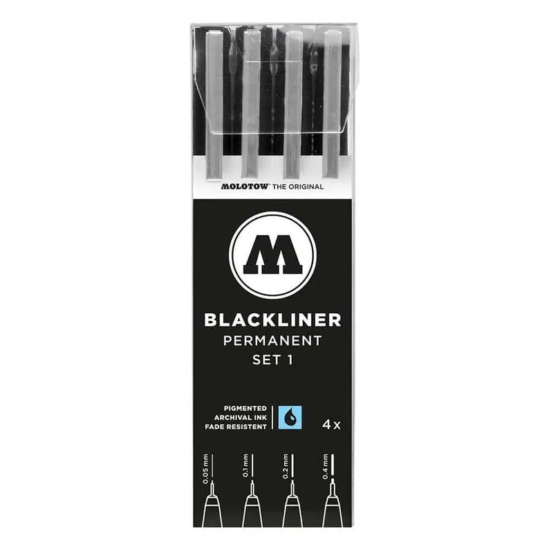 Kit di pennarelli permanenti Molotow Blackliner 4x Blackliners kit 1