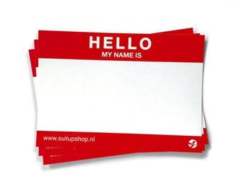 Hello My Name is stickers 50pcs Red
