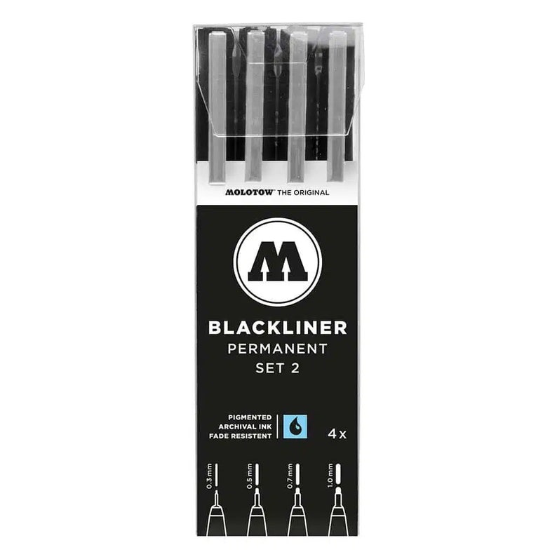 Kit di pennarelli permanenti Molotow Blackliner 4x Blackliners kit 3