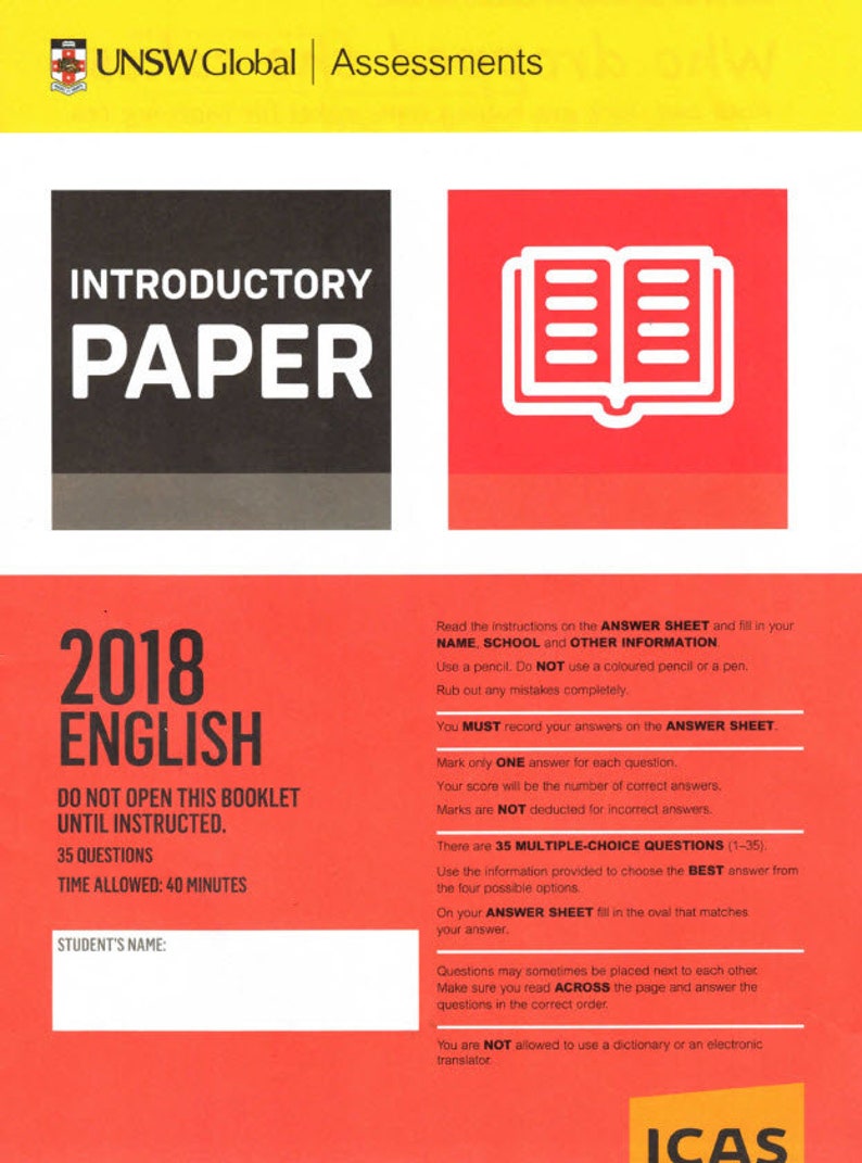 ICAS Past Papers with Answers Grade / Year 2 Introductory Paper Full Set image 2
