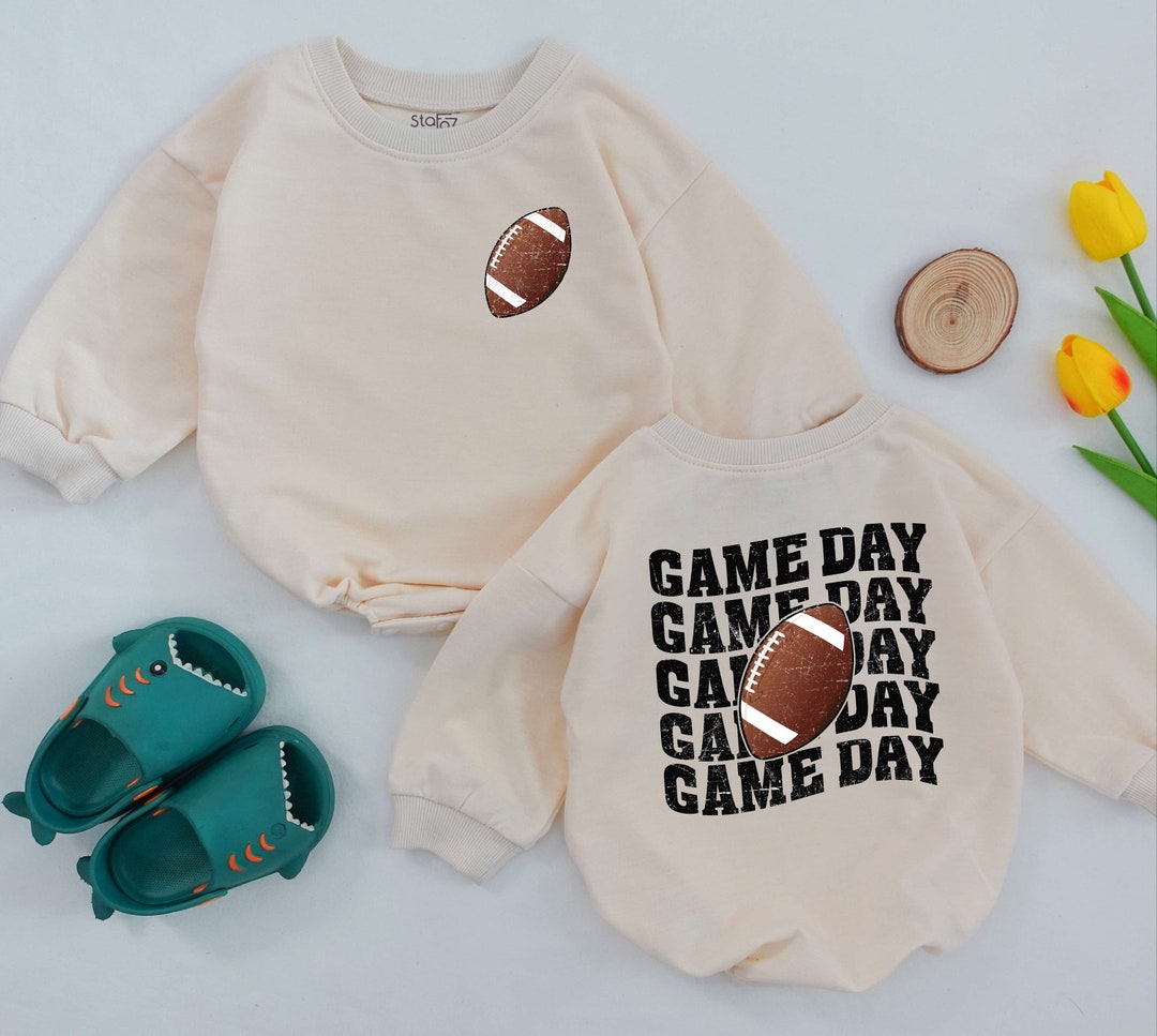 Game Day Football Baby One Piece Football Season Romper Etsy