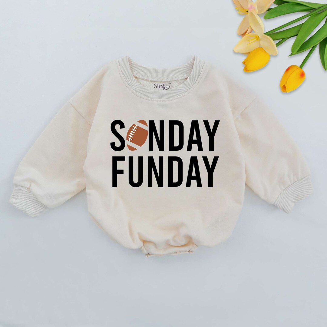 Sunday Funday Football Baby One Piece Football Season Romper Etsy