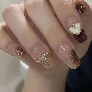 Handmade Crystal Press On Nails: Wedding Designer False Nails (24 Pcs)