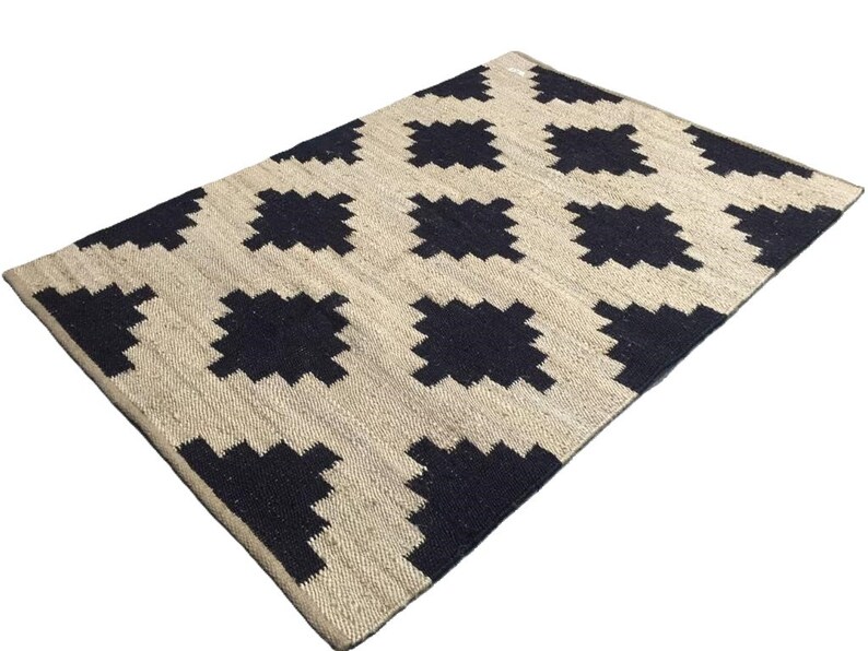 Jute Braided Checkered Area Rug Natural Fiber Rectangle Design for Living Room, Hallway, or Guest Room , rust rug image 8