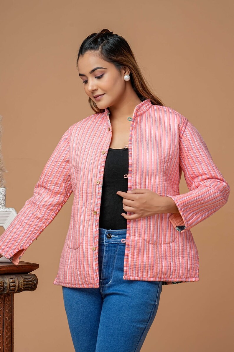 Hot Pink Women Jacket Cotton Quilted Jacket Women Wear Women Etsy