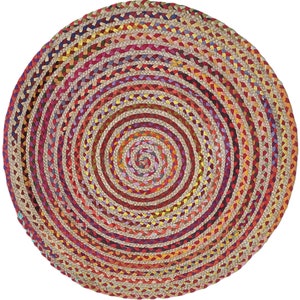 Rust Multi Color Round Rugs Traditional Rugs Room Decor Carpet Custom Size Colourful Cotton Carpet image 1