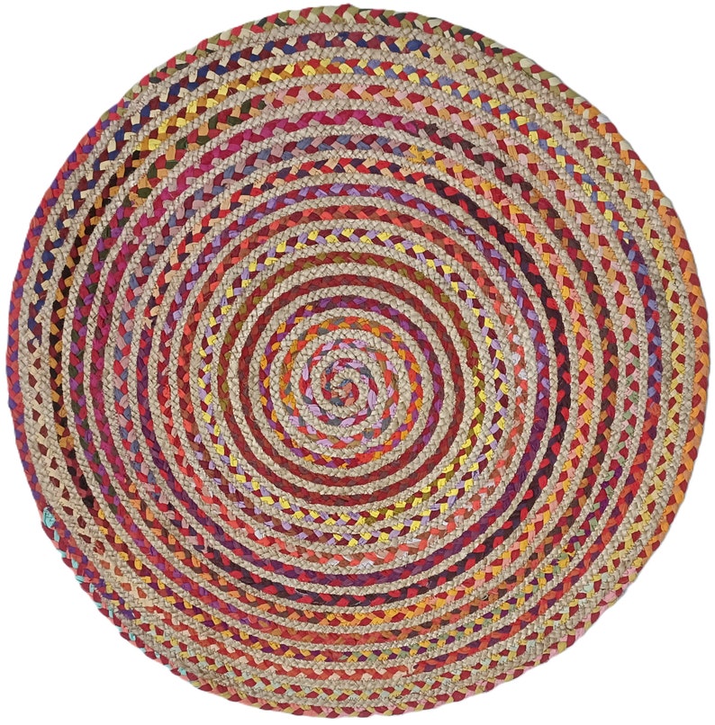 Rust Multi Color Round Rugs Traditional Rugs Room Decor Carpet Custom Size Colourful Cotton Carpet image 1