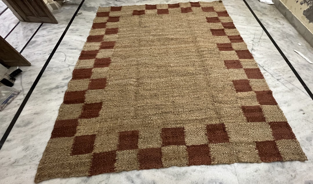 Jute Rug for Sale Checkered Pattern / Kilim Jute Rug / Etsy